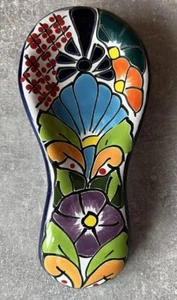Mexican Folk Art Talavera Style Spoon Rest Holder Handcrafted Wall Decor - Picture 1 of 8