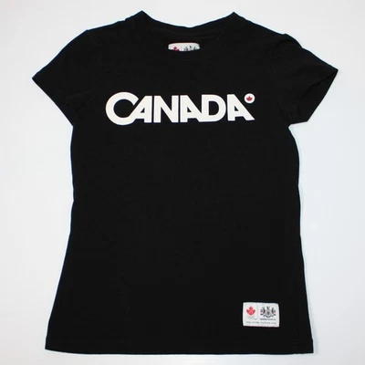 Hudson Bay Girl's Official Olympics Canada Black T-shirt Tee Top in size 7-8 - Image 1 of 4