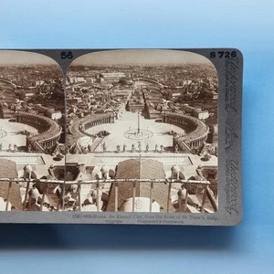 Roma Stereoview C1895 foto real Italia vista desde la cúpula de la iglesia de San Pedro - Imagen 1 de 3