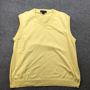 Brooks Brothers Sweater Vest Mens Large Yellow V Neck Supima Cotton Pullover - Picture 1 of 9
