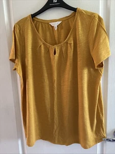 Ladies Mustard Round Neck Top Size 14 By Sea Salt Cornwall - Picture 1 of 3