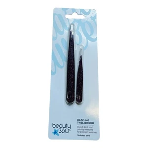 Beauty 360 Dazzling Tweezer Duo Slant Tip & Point Tip Stainless Steel Purple - Picture 1 of 2