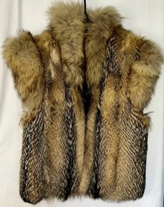 VINTAGE GENUINE REAL FUR FOX SLEEVELESS VEST BEAUTIFUL MOB WIFE AESTHETIC LARGE - Picture 1 of 19