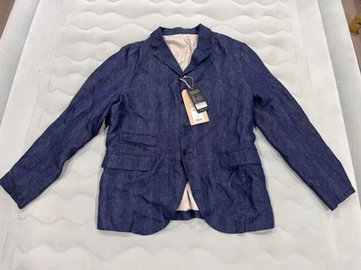 ORGUEIL Linen sack jacket Size 42 R Navy OR-4226B Men New With Tags Made In Jap - Image 1 of 4