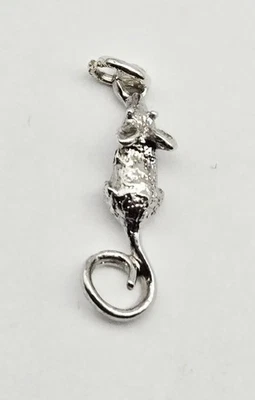 VTG Sterling Silver Mouse Rat Charm Pendant – Detailed Textured Design - 1.5g  - Image 1 of 3