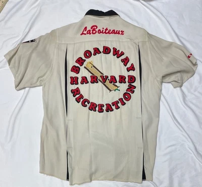 Vtg 50s Sz. L Bowling Shirt. King Louie w/Chain-Stitch, Patches. Cleveland, OH - Image 1 of 4