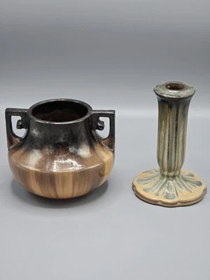  Fulper Vase & Candleholder Lot As-Is - Image 1 of 4