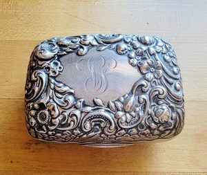 Antique Gorham Sterling Silver Repousse Soap Box  - Picture 1 of 7