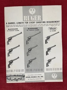 Pubblicità Stampa Vintage 1959 Ruger Singolo Sei e Blackhawk Lunghezza Barile Pubblicità - Foto 1 di 3