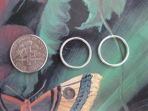 Pair of Silver 18g 16 mm Endless Hoop Nose Rings/ Ear Rings *Classic Design - Picture 1 of 1