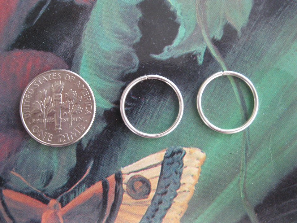 Pair of Silver 18g  16 mm Endless Hoop Nose Rings/ Ear Rings *Classic Design - Image 1 of 1