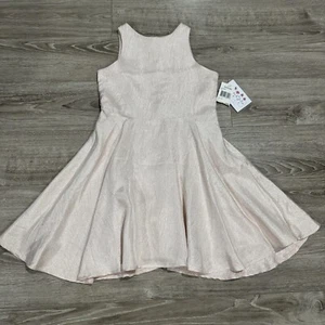 Pippa & Julie Light Pink With Gold Shimmer Sleeveless Dress Sz 12 NWT - Picture 1 of 11