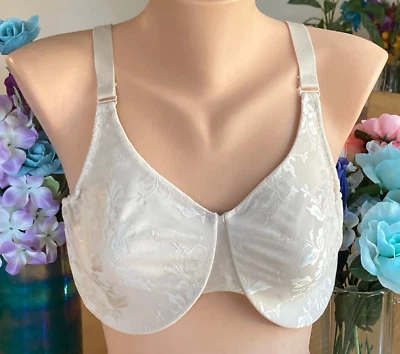 1222 Olga 38DD Nude Lined Floral Lace Satin Wings soft Cup Underwire Bra #35033 - Image 1 of 4
