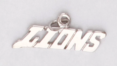 DETROIT LIONS Team Name Necklace Pendant Charm Bright Silver Rhodium Plated Cover