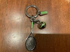 NEW COACH Silver Nickel 3D Tennis Racket/Ball Keychain Key Ring Fob #92719