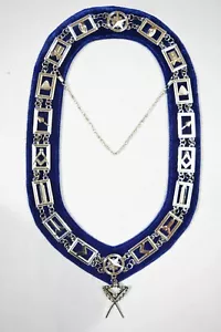 COLLAR CADENA LODGE AZUL MASÓNICO CON JOYA OFICIAL SECRETARIO GRATIS - Imagen 1 de 4