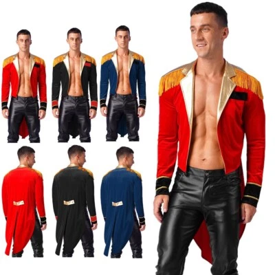 Men's Ringmaster Circus Ring Master Tailcoat Jacket Halloween Cosplay Costume - Photo 1/4