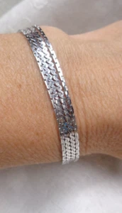 Estate Jewelry ~ C.C. 1/20 10K White GF Four Chain Bracelet ~ 7" L - Picture 1 of 8