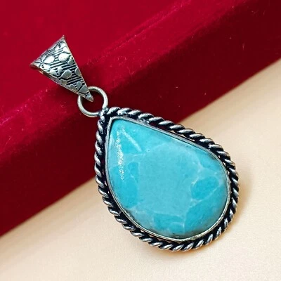 Colgante Best Buy Larimar gemas enchapado en plata de ley 925 hecho a mano de 1 pieza Foto 1 de 3