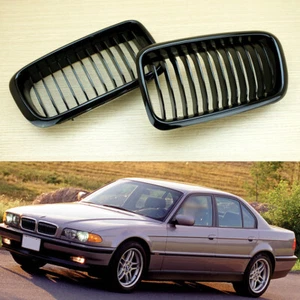 1995-2001 BMW E38 7-series Sedan 4D Shiny Black Front Grille 540i 530i 528i M5 - Picture 1 of 4