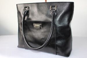 LINEA Classic Black Leather Tote Shoulder Grab/ Office  Bag