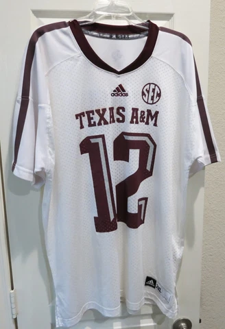 Mens White (w/Maroon) Adidas Texas A&M Aggies Football Jersey-Size 2XL-NWT!!! Cover