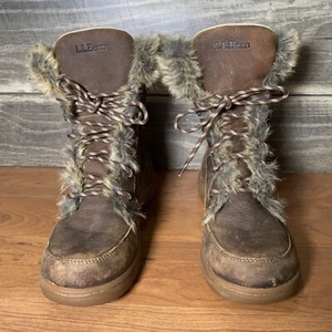 L.L. Bean TEK 2.5 Women’s Size 7 Fur Lined Winter Boots Brown Photo Sample Tag - Picture 1 of 11