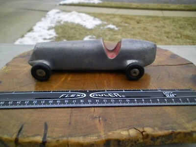 Vintage 1940s Indy 500 Cast Aluminum Streamlined Boat Tail Toy Race Racer Car 9" - Image 1 of 4