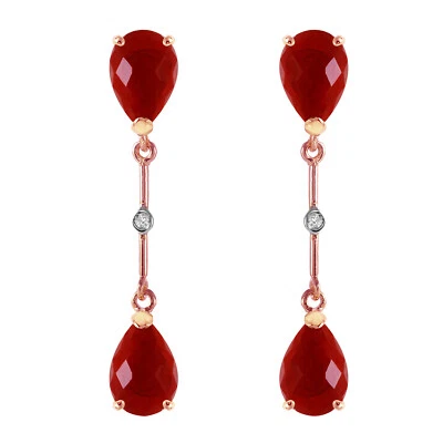 18K. SOLID GOLD DIAMONDS & RUBIES DANGLING EARRING - Image 1 of 4