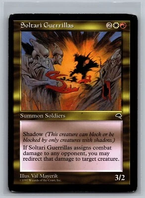 Soltari Guerrillas Magic the Gathering Tempest MTG Rare Val Mayerik Art Creature - Image 1 of 2