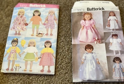 Butterick 18" Doll Clothes Pattern Lot Of 2 One Size 5452 & 5971 Uncut - Image 1 of 3