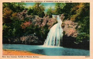 Postcard Beautiful Waterfall at Riverside near Buena Vista VA - Picture 1 of 2
