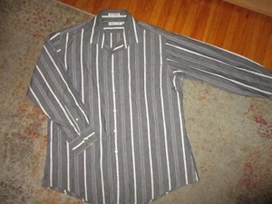 CAMISA DE COLECCIÓN AÑOS 80 90 SOLO MIEMBROS Abotonada Gris Rayas Manga Larga 16.5 32/33 - Imagen 1 de 3