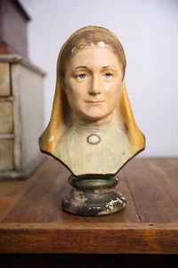 Vintage Chalkware Head Bust Countertop Display Religious woman statue Oddity - Picture 1 of 9
