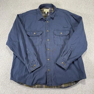 CABELAS Shacket Mens XL Button Up Cotton Flannel Blue Fleece Lined Button Collar - Picture 1 of 6