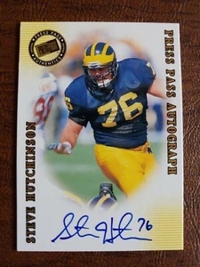 STEVE HUTCHINSON 2001 PRESS PASS ON CARD AUTO SIGNED MICHIGAN HOF 01 AUTOGRAPH - Picture 1 of 3