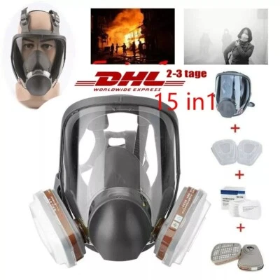 BEDEE 6800 Atemschutz Vollmaske Gasmaske Staubmaske Lackiermaske Mit Wechselfiltern