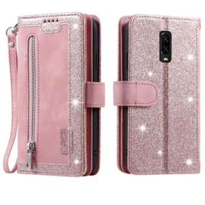 OnePlus 6T Wallet Case,Leather Zipper Magnetic Flip Card Case For OnePlus 6T - Picture 1 of 26