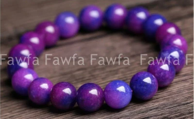 Pulseira de contas redondas fina 8/10/12 mm natural roxa sugilita África do Sul 7,5"" - Imagem 1 de 4