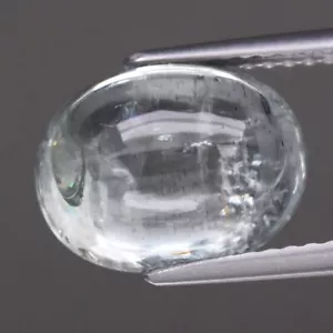 Certificate! AQUAMARINE 4.56 ct Light Blue Oval Cab. 11.3x8.5x6.1 mm VS1 Clarity - Bild 1 von 24