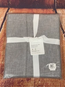 Cortina de ducha Pottery Barn belga lino dobladillo original $109 Flagstone - Imagen 1 de 2
