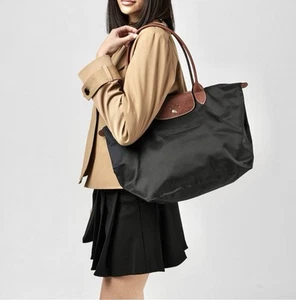 Pre Owned LONGCHAMP Le Pliage Original Tote Large Shoulder Bag Black NEW - Picture 1 of 5