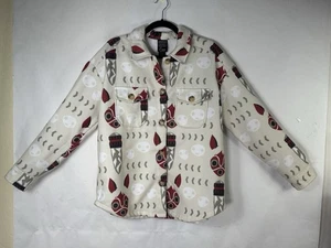 Princess Mononoke Fleece Shirt Jacket Size Small Beige San's Mask Anime Ghibli - Picture 1 of 10