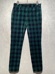 Talbots Womens Pants Green Black Sz 4 Plaid Velveteen Punk Goth Dark Academia - Picture 1 of 11