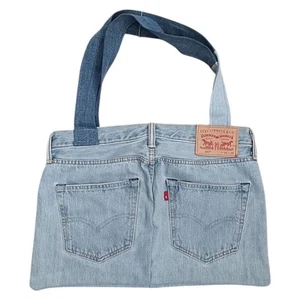 Levi Jeans Reworked Hand Bag Small Tote Upcycled One of a Kind Prison Workshop - Picture 1 of 8