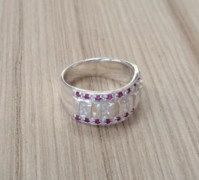 Ring Silber 925 mit Rubinen und Zirkonia, Größe 17,5mm - Bild 1 von 4