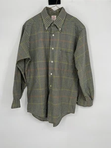 Vintage 1960er Donegal gelb grün kariertes spitz zulaufendes Hemd mit Knopfleiste keine Größe - Bild 1 von 4