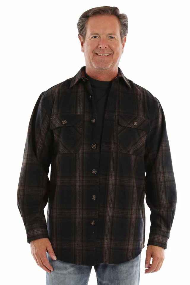 Camisa L/S Scully Para Hombres Imitación Gamuza Parches en el Codo Negro/Marrón Mezcla Lana Foto 1 de 2