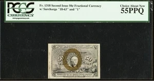 FR# 1318 Fractional 1863 Union Currency 50c, Civil War Second Issue, PCGS ChAU55 - Picture 1 of 5