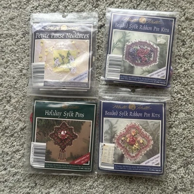 Lote de 4 kits de prendedores de cinta Mill Hill 1994 vintage con cuentas Sylk Foto 1 de 4